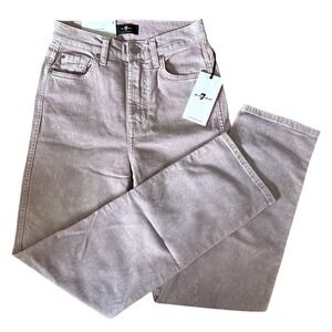 7 For All Mankind Womens Size‎ 24 Pink Stonewash Cropped Straight Leg Jeans NWT